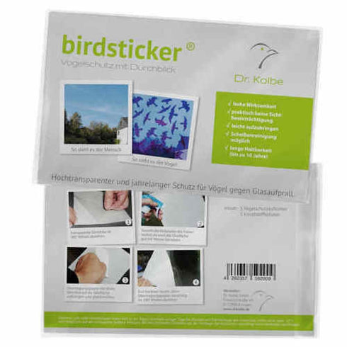 Birdsticker‐Set Dr. Kolbe -  5 läpinäkyvää uv-tarraa